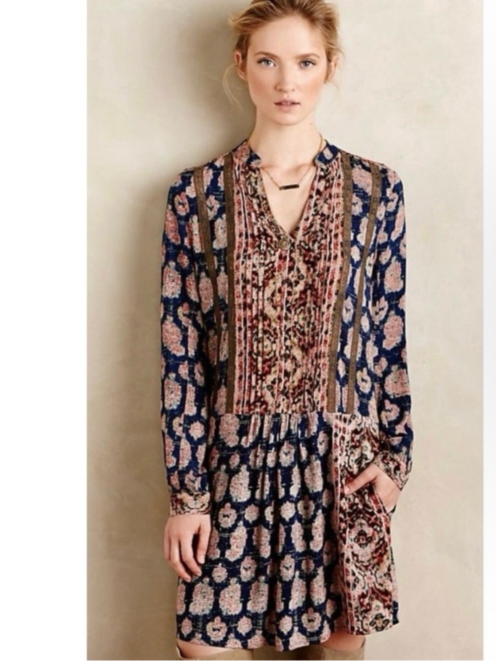 Anthropologie Tiny Boho Paisley Print Mini Shirt Dress | M